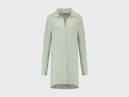 Yumeko Blousejurk gewassen linnen wafel misty green M 100% gewassen linnen