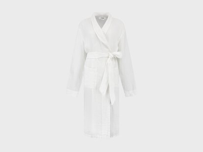 Yumeko Kimono badjas gewassen linnen wafel pure white S 100% gewassen linnen