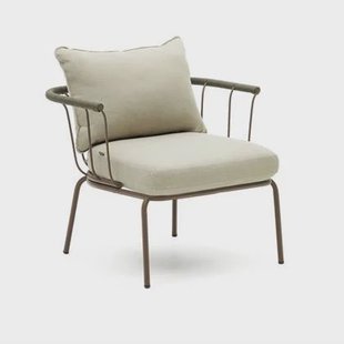Kave Home - Salguer fauteuil van groen touw en staal met bruingelakte Kave Home - Salguer fauteuil van groen touw en staal met bruingelakte