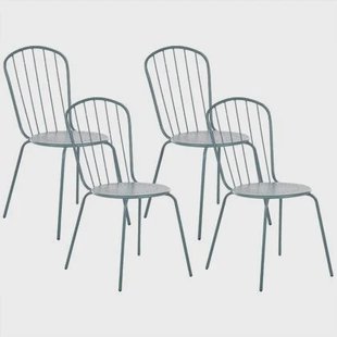 Beliani - CALVI - Tuinstoel set van 4 - Blauw - Staal