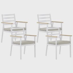 Beliani - CAVOLI - Tuinstoel set van 4 - Wit|Beige - Aluminium
