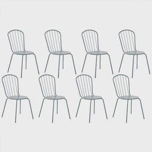 Beliani - CALVI - Tuinstoel set van 8 - Blauw - Staal