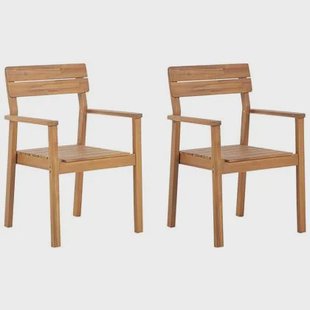 Beliani-FORNELLI -Tuinstoel set van 2-Lichte houtkleur-Acaciahout