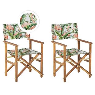 Beliani-CINE -Tuinstoel set van 2-Roze|Lichthout|Flamingo-Polyester