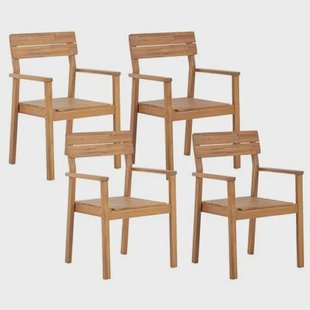 Beliani-FORNELLI -Tuinstoel set van 4-Lichte houtkleur-Acaciahout