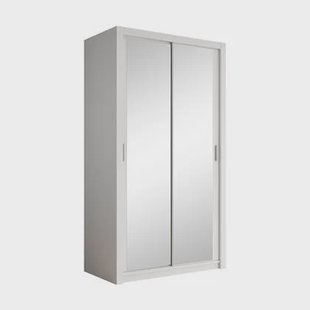 Meubella - Kledingkast Blake - Wit - 120 cm - Met spiegel