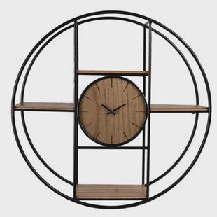Clayre & Eef Wandklok Ø 60 cm Bruin Zwart Hout Ijzer Muurklok Clayre & Eef Wandklok Ø 60 cm Bruin Zwart Hout Ijzer Muurklok