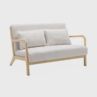 sweeek - Scandinavische 2-zitsbank van hout en boucléstof