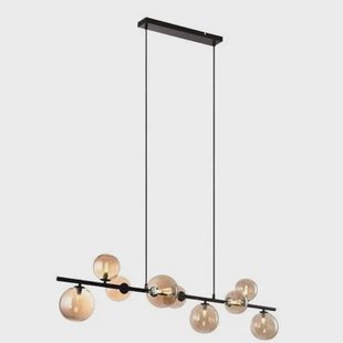 Freelight Hanglamp Calcio Zwart - Amber Glas 9Lichts 125cm Freelight Hanglamp Calcio Zwart - Amber Glas 9Lichts 125cm