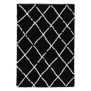 Boho&me Hoogpolig vloerkleed ruiten Habitat - zwart|wit - 140x200 cm