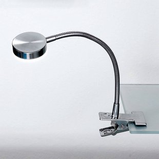 ORION LED klemlamp Mira, flexibele arm, nikkel gesatineerd