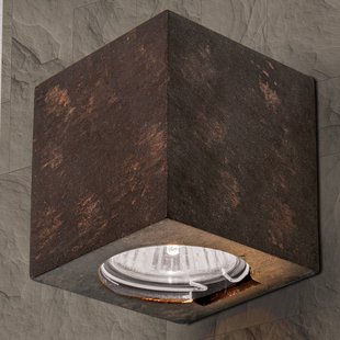 ORION Wandlamp Cube, roestbruin, hoogte 7,5 cm, keramiek