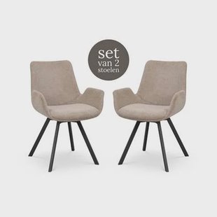 Rowico Home Norwell Draaibare Eetkamerstoel Beige - Set Van 2