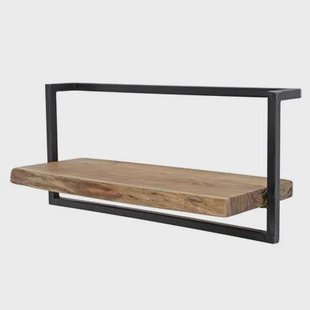 Giga Meubel - Wandplank Acaciahout 65cm - Stalen Frame - Wandplank Edge