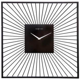 NeXtime - Wandklok 45x45x15cm-Stil-Zwart-Metaal-NeXtime Vasco Square