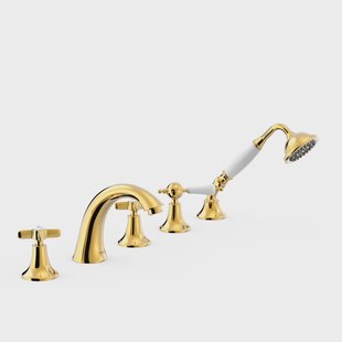 Badrandkraan Tres Clasic Mengkraan Gebogen Incl. Omstelknop en Handdouche Goud