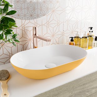 MONDIAZ ONNI Waskom solid surface 55cm kleur Ocher / Talc