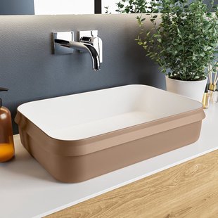 MONDIAZ ARVO Waskom solid surface 55cm kleur Rust / Talc