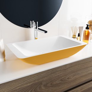 MONDIAZ TOPI Waskom solid surface 60cm kleur Ocher / Talc