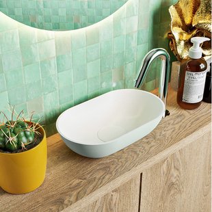 MONDIAZ POOLE solid surface opzetkom kleur Greey | Talc. Afmeting 30x18x8cm