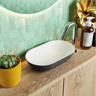 MONDIAZ POOLE solid surface opzetkom kleur Darkgrey | Talc. Afmeting 30x18x8cm