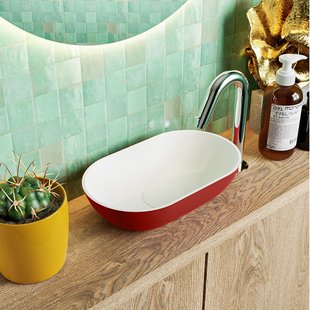 MONDIAZ POOLE solid surface opzetkom kleur Fire | Talc. Afmeting 30x18x8cm