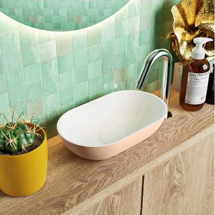 MONDIAZ POOLE solid surface opzetkom kleur Rosee | Talc. Afmeting 30x18x8cm