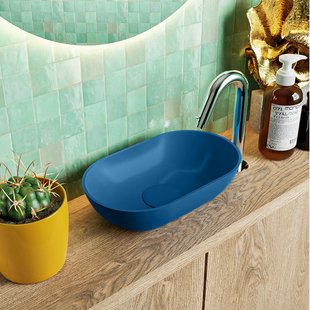 MONDIAZ POOLE solid surface opzetkom kleur Jeans | Jeans. Afmeting 30x18x8cm