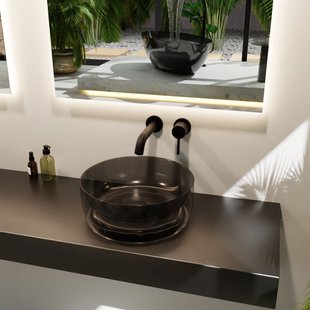 MONDIAZ JEWEL Waskom transparant 40cm kleur black