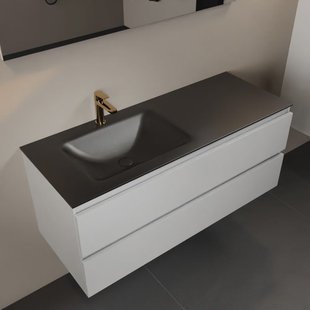 MONDIAZ AIVY 120cm badmeubel Talc, wastafel Urban solid surface links 1 kraangat (AI-351631URBAN-SI - AI-M120TALI)