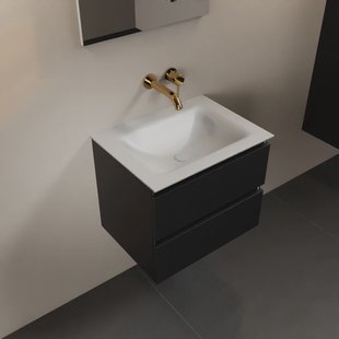 MONDIAZ AIVY 60cm badmeubel Urban, wastafel Talc solid surface midden zonder kraangat (AI-351111TALC-NO - AI-M60URMI)