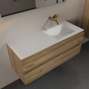 MONDIAZ AIVY 120cm badmeubel Chai, wastafel Talc solid surface rechts zonder kraangat (AI-351641TALC-NO - AI-M120CHRE)