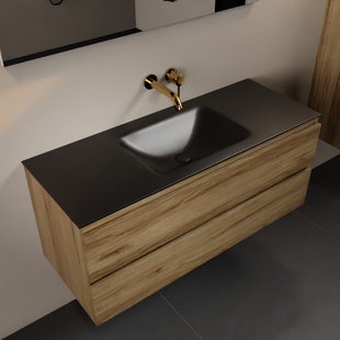 MONDIAZ AIVY 120cm badmeubel Chai, wastafel Urban solid surface midden zonder kraangat (AI-351621URBAN-NO - AI-M120CHMI)