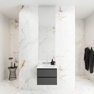 MONDIAZ DENTA 60 badmeubel dark grey 2 lades wastafel midden 1 kraangat