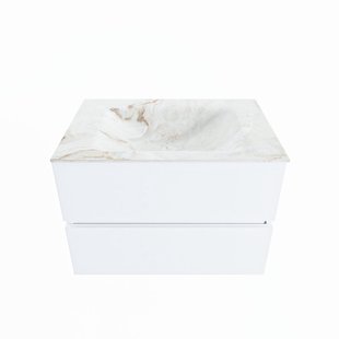 MONDIAZ VICA-DLUX 70cm badmeubel onderkast Talc 2 lades. Inbouw wastafel CLOUD midden zonder kraangat, kleur Frappe.