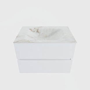 MONDIAZ VICA-DLUX 70cm badmeubel onderkast Talc 2 lades. Inbouw wastafel CLOUD midden 1 kraangat, kleur Frappe.