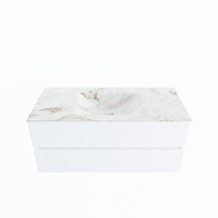 MONDIAZ VICA-DLUX 110cm badmeubel onderkast Talc 2 lades. Inbouw wastafel CLOUD midden 1 kraangat, kleur Frappe.