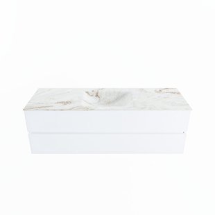 MONDIAZ VICA-DLUX 150cm badmeubel onderkast Talc 2 lades. Inbouw wastafel CLOUD midden 1 kraangat, kleur Frappe.