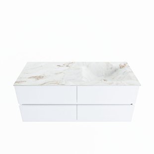 MONDIAZ VICA-DLUX 120cm badmeubel onderkast Talc 4 lades. Inbouw wastafel CLOUD rechts zonder kraangat, kleur Frappe.