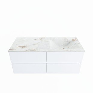 MONDIAZ VICA-DLUX 120cm badmeubel onderkast Talc 4 lades. Inbouw wastafel CLOUD rechts 1 kraangat, kleur Frappe.