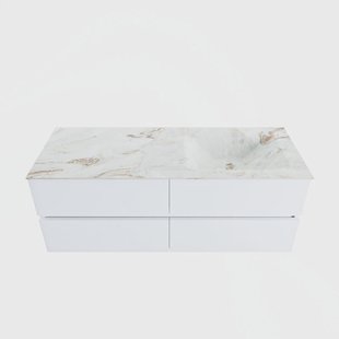 MONDIAZ VICA-DLUX 130cm badmeubel onderkast Talc 4 lades. Inbouw wastafel CLOUD rechts zonder kraangat, kleur Frappe.