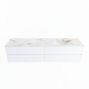 MONDIAZ VICA-DLUX 200cm badmeubel onderkast Talc 4 lades. Inbouw wastafel CLOUD rechts zonder kraangat, kleur Frappe.