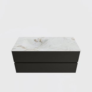 MONDIAZ VICA-DLUX 110cm badmeubel onderkast Urban 2 lades. Inbouw wastafel CLOUD links zonder kraangat, kleur Frappe.