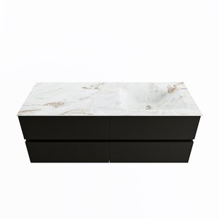 MONDIAZ VICA-DLUX 130cm badmeubel onderkast Urban 4 lades. Inbouw wastafel CLOUD rechts zonder kraangat, kleur Frappe.