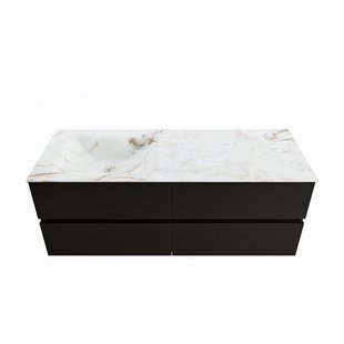 MONDIAZ VICA-DLUX 130cm badmeubel onderkast Urban 4 lades. Inbouw wastafel CLOUD links 1 kraangat, kleur Frappe.