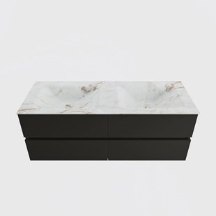 MONDIAZ VICA-DLUX 130cm badmeubel onderkast Urban 4 lades. Inbouw wastafel CLOUD dubbel 2 kraangaten, kleur Frappe.