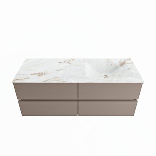 MONDIAZ VICA-DLUX 130cm badmeubel onderkast Smoke 4 lades. Inbouw wastafel CLOUD rechts zonder kraangat, kleur Frappe.