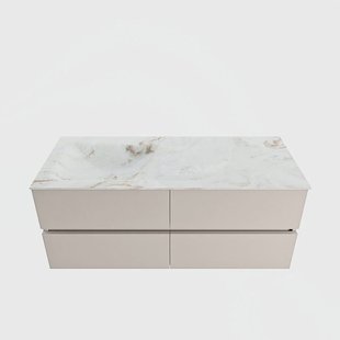 MONDIAZ VICA-DLUX 120cm badmeubel onderkast Linen 4 lades. Inbouw wastafel CLOUD links 1 kraangat, kleur Frappe.