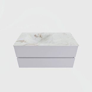 MONDIAZ VICA-DLUX 100cm badmeubel onderkast Cale 2 lades. Inbouw wastafel CLOUD links zonder kraangat, kleur Frappe.