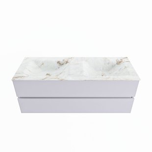 MONDIAZ VICA-DLUX 130cm badmeubel onderkast Cale 2 lades. Inbouw wastafel CLOUD dubbel zonder kraangat, kleur Frappe.